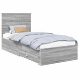 Bed Frame with Drawer Grey Sonoma 90 x 190 cm Engineered Wood 3411364