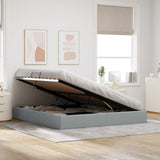 Storage Bed with Storage Light Grey 193 x 203 cm Fabric 3370060