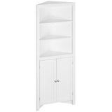 Triangle Bathroom Cabinet, Corner Bathroom Storage Unit with Cupboard and 3-Tier Shelves, Free T3398P344742