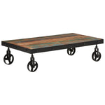 Coffee Table with Wheels Solid Reclaimed Wood 100x55x26 cm 371684
