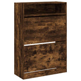 Shoe Cabinet with 2 Flip-Drawers Smoked Oak 80x34x116 cm 3214410