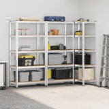 5-Layer Heavy-duty Shelves 3 pcs Silver Steel&Engineered Wood 3307597