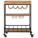 Bar Cart 60x40x80 cm Solid Wood Acacia and Iron 372753