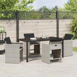 Garden Dining Set with Cushion 5 pcs Light Grey Poly Rattan 3379994