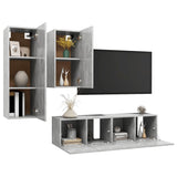 4 Piece TV Cabinet Set Concrete Grey Engineered Wood 3079151