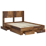 Bed Frame with Storage and Headboard Old Wood 120 x 190 cm 3414497