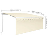 Manual Retractable Awning with Blind 3x2.5m Cream 3069257