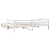 Daybed with Trundle and Drawers without Mattress White 90x190 cm Single 3302147