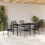 Garden Dining Set 7 pcs Black Powder-Coated Steel 3379160