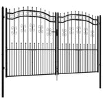 ZNTS Fence Gate with Spear Top Black 305x223 cm Powder-coated Steel 151098