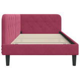 Corner Bed Frame with Headboard Wine Red 90 x 190 cm Velvet 42016600