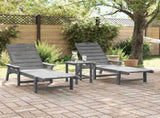 Sun Lounger Reclining 3 pcs Light Grey Polyethylene 3335857