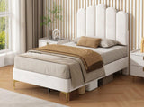 3ft Single Premium Velvet Upholstered Bed Frame with Scalloped Channel Tufted Design, Height N652P411464W