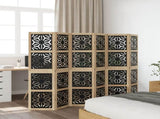 Room Divider 6 Panels Brown and Black Solid Wood Paulownia 358809