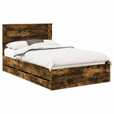 Bed Frame with Drawer Smoked Oak 120 x 200 cm Engineer Wood 3410195