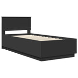 Bed Frame with Headboard Black 90 x 200 cm Engineered Wood 3408118