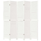 Room Divider 5 Panels White Solid Wood Paulownia 358839
