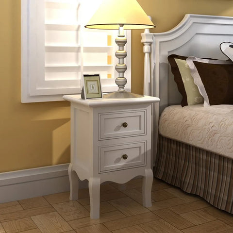 ZNTS Nightstands 2 pcs with 2 Drawers MDF White 60638