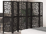 Room Divider 6 Panels Black Solid Wood Paulownia 358762