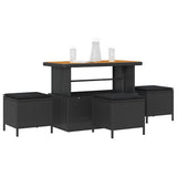 Garden Dining Set Black Poly Rattan 42007921