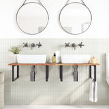 Basin Shelf Wall Mounted Steel and Solid Wood Acacia 3302933