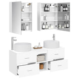 Bathroom Furniture Set 5 pcs White Engineered Wood and Glass 3407087