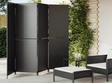 Room Divider 4 Panels Black Poly Rattan 365360