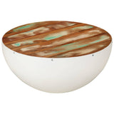 Bowl-shaped Coffee Table White 50x24 cm Solid Wood Reclaimed 352020