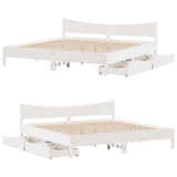 Bed Frame with Drawers White 180x200 cm Super King Solid Wood Pine 3301897
