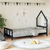Kids Bed Frame Black 90x190 cm Solid Wood Pine 834563
