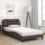 Bed Frame with LED without Mattress "Hvar" Brown 100x200 cm 3213915