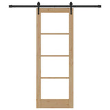 Sliding Door Natural 73.5 x 198.5 cm Solid Pine Wood and Glass 3332323