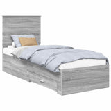 Bed Frame Grey Sonoma and Silver 70 x 190 cm Engineered Wood 3411373