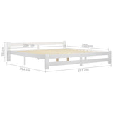 Bed Frame White Solid pine wood, plywood 200x200 cm Durable 322004