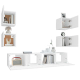 6 Piece TV Cabinet Set White Engineered Wood 3114254