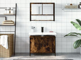 2 Piece Bathroom Furniture Set Smoked Oak Engineered Wood 3214662