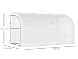 Outdoor Walk-In Greenhouse, Plant Nursery with Zippered Doors, PE Cover and 3-Tier Shelves, White, T3398P318754