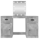 Dressing Table with LED Concrete Grey 130x50x132.5 cm 3185347