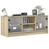 TV Cabinet with Glass Doors Sonoma Oak 102x37x42 cm 836373