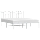 ZNTS Metal Bed Frame without Mattress with Headboard White 180x200cm 353492