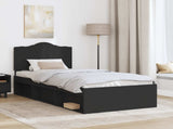 Bed Frame with Headboard Black 100 x 200 cm Solid Pine Wood 3413345