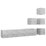 6 Piece TV Cabinet Set Concrete Grey Engineered Wood 3079141