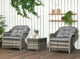 3 Pieces Rattan Bistro Set, Wicker Garden Bistro Set, Glass Top Balcony Table and Chairs with T3398P314697