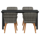Garden Dining Set with Cushion 5 pcs Grey Poly Rattan 3261687