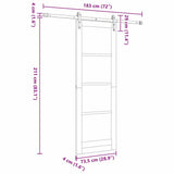 Sliding Door White and Black 73.5 x 211 cm Solid Pine Wood 3333161