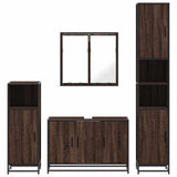 4 Piece Bathroom Furniture Set Brown Oak Engineered Wood 3301194