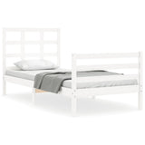Bed Frame without Mattress White 100x200 cm Solid Wood 3193977