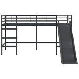 Kids'Loft Bed Frame with Slide Black and Anthracite 42020774