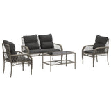 4 Piece Garden Sofa Set with Cushions Grey Poly Rattan 368729