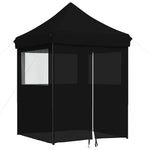 Foldable Party Tent Pop-Up with 4 Sidewalls Black 4005006